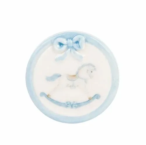 MAGNETE CON CAVALLUCCIO IN CERAMICA AZZURRO (d. 4cm)