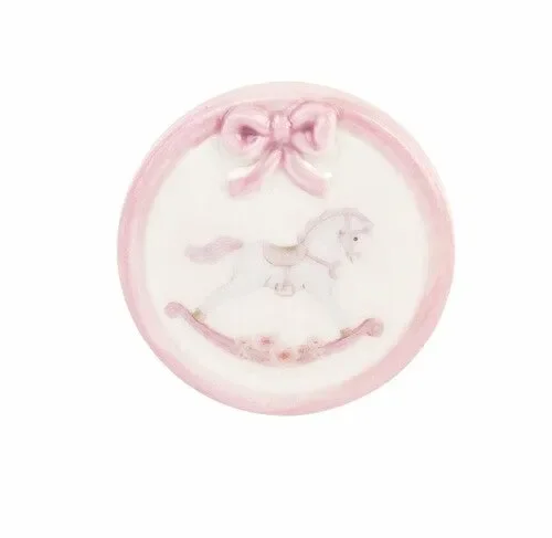 MAGNETE CON CAVALLUCCIO IN CERAMICA ROSA (d. 4cm)
