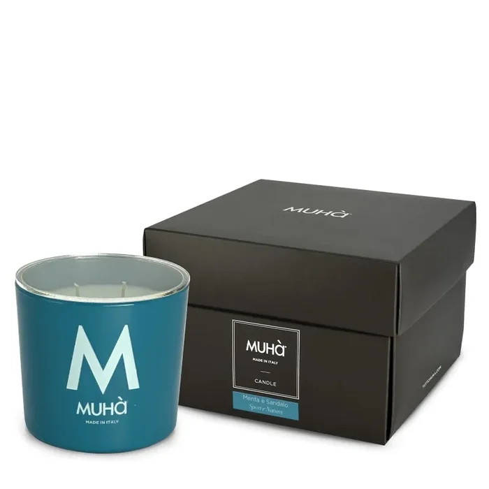 Muhà Candela in Vetro 270g Menta e Sandalo