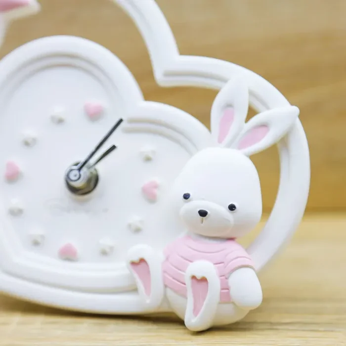 Orologio Cuore con Coniglietto Rosa Giovinarte - immagine 2