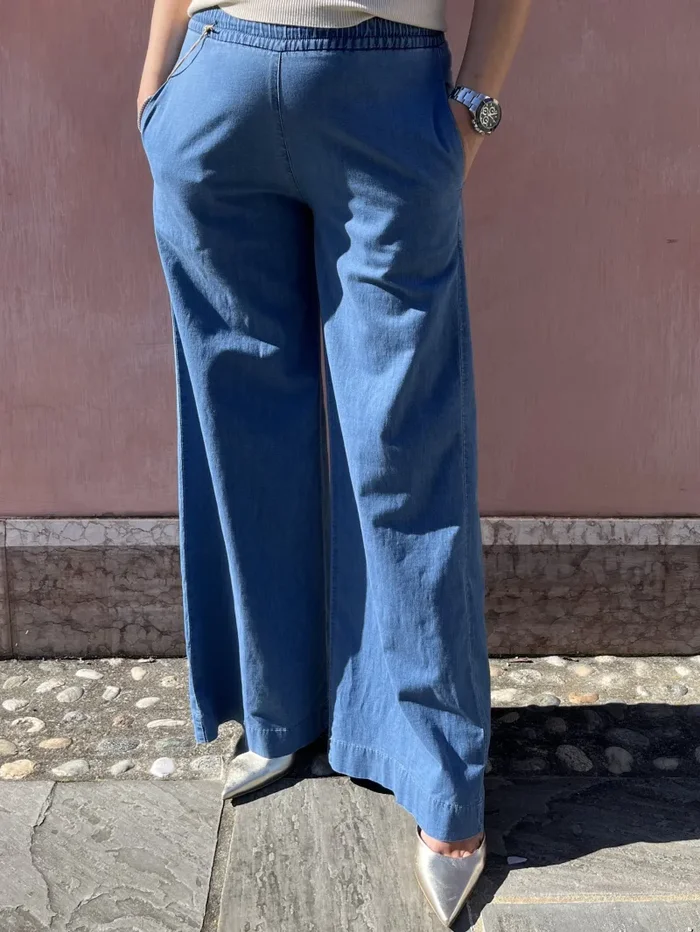 PANATLONE PALAZZO IN CHAMBRAY