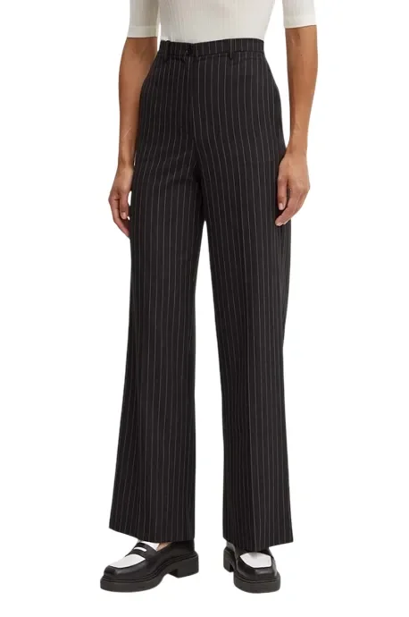 Patrizia Pepe Pantaloni con Pinces in Flanella Black Stripes