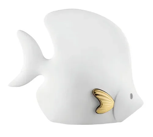 PESCE LISCIO IN MARMORINO BIANCO/ORO (32x27cm) In saldo