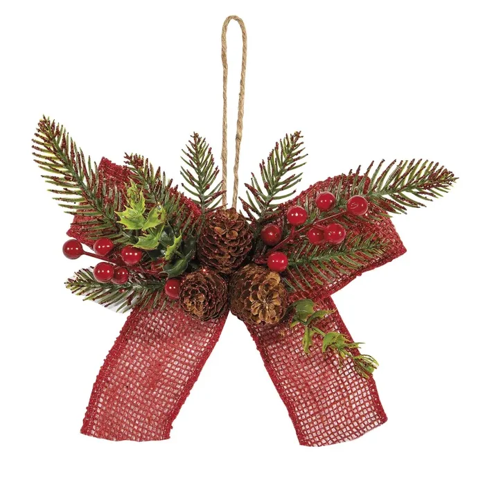 Piovaccari Pick Fiocco Natale Juta 25 x 25 Cm Rosso