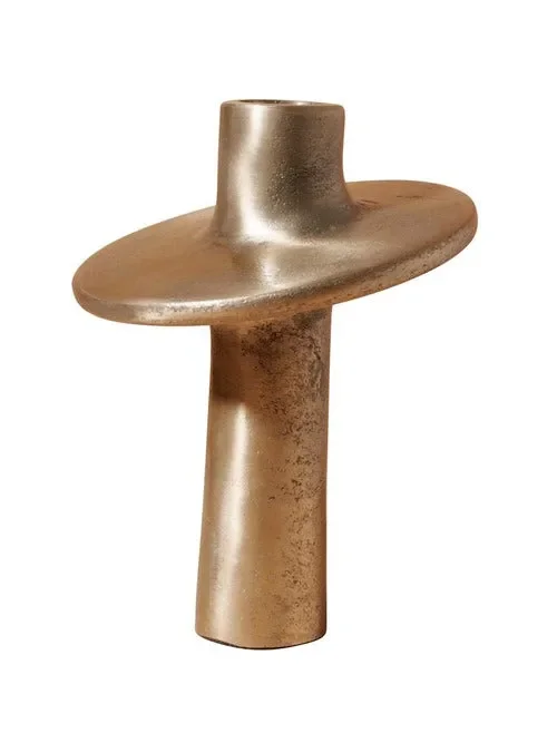 PORTA CANDELE PICCOLO URANUS IN METALLO ORO (10x13cm)