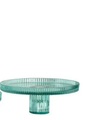 PORTA TORTA IN VETRO TAGLIATO BLU/AZZURRO (19,7×19,7×7,8cm)