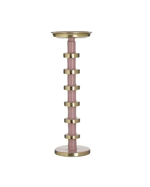 PORTACANDELE IN METALLO SMALTATO ROSA/ORO (?10X30cm)