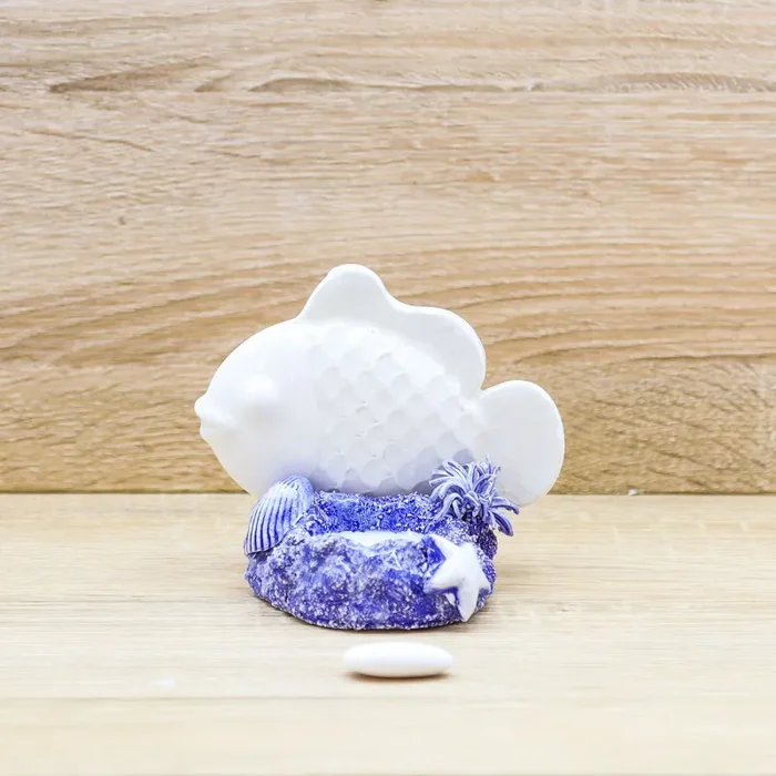 Portacandele Pesce Blu o Celeste Porcellana di Capodimonte