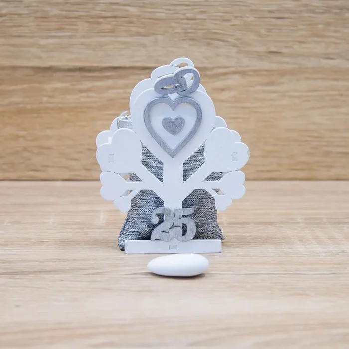 Portaconfetti Albero della Vita con Sacchetto Nozze Argento