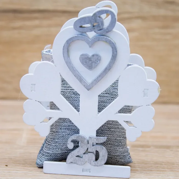Portaconfetti Albero della Vita con Sacchetto Nozze Argento - immagine 2