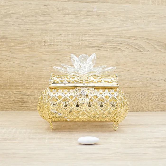 Portagioie Cofanetto Oro con Petali Cristallo Marilyn Rome