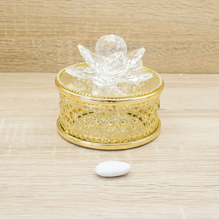 Portagioie Tondo Oro con Petali Cristallo Marilyn Rome