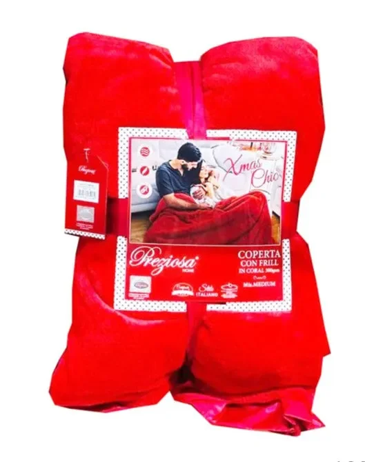 Preziosa Home Plaid in Coral Ass. Natale 210 x 240 Cm con Codatopo e Frill 1 Pz - immagine 2