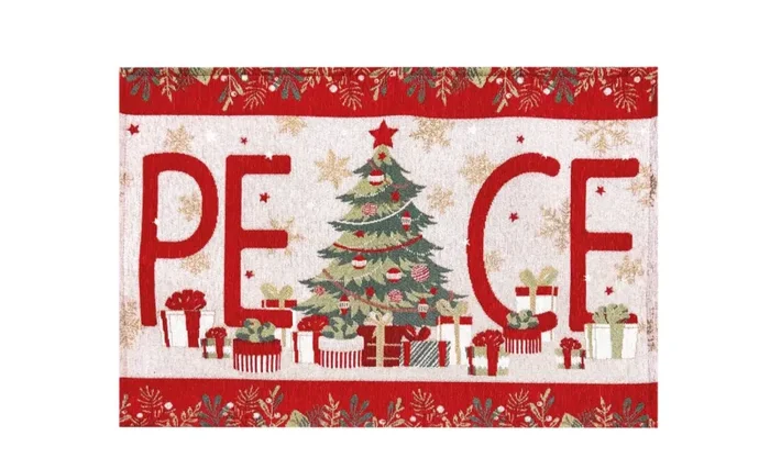 Preziosa Home Tappeto Natale in Ciniglia Jacard Piazzato Ass. Antiscivolo 55 x 80 Cm Multicolor 1 Pz