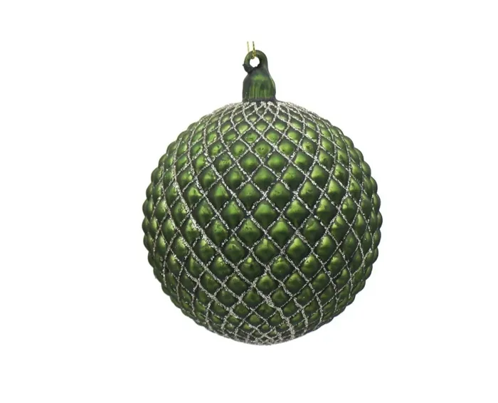 Preziosa Luxury Home Sfera Natale in Vetro con Decori Geometrici D 10 Cm Verde