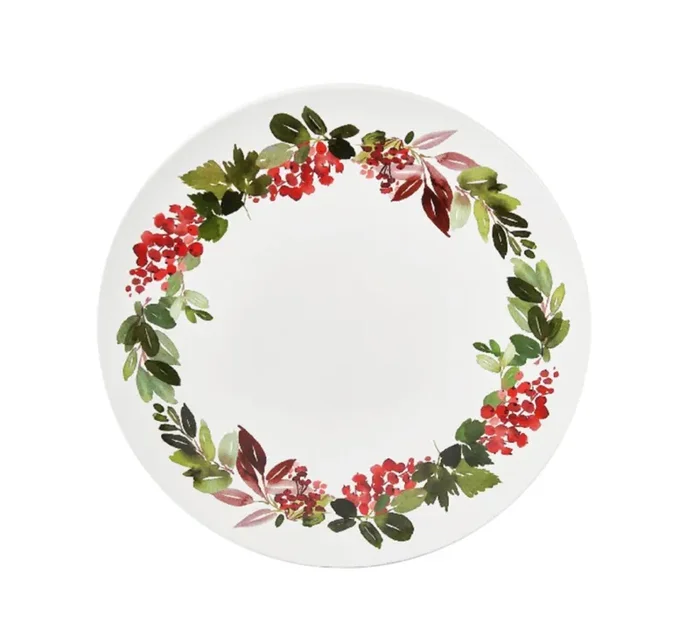 Preziosa Luxury Home Vassoio SottoPiatto Tondo Natale in Ceramica D 31 Cm H 2 Cm Multicolor