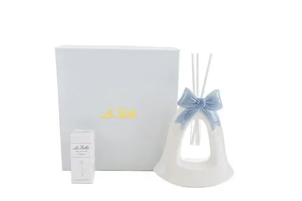 PROFUMATORE CON CAMPANA CELESTE IN PORCELLANA C/ASTUCCIO (9,5x4xh.11cm)