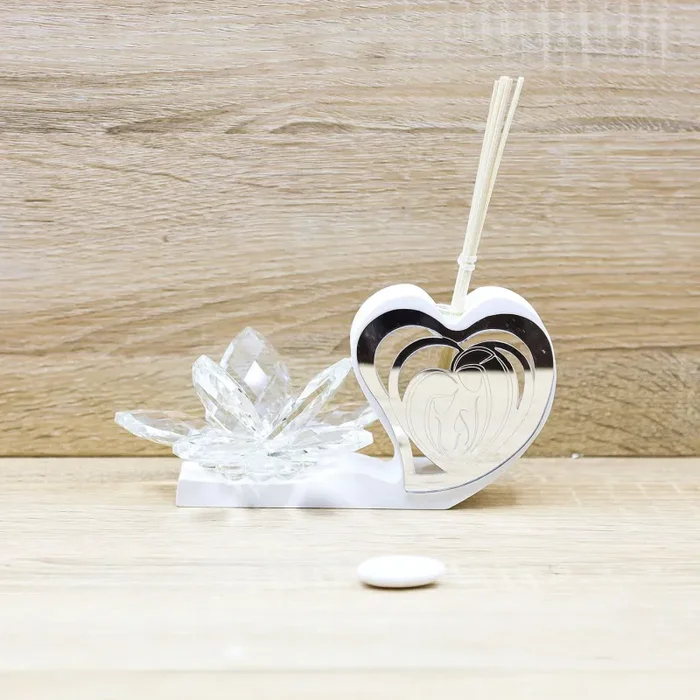 Profumatore Cuore con Sacra Famiglia e Fiore di Cristallo In saldo