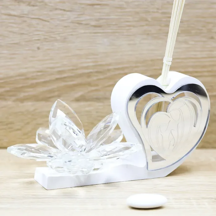 Profumatore Cuore con Sacra Famiglia e Fiore di Cristallo In saldo - immagine 3