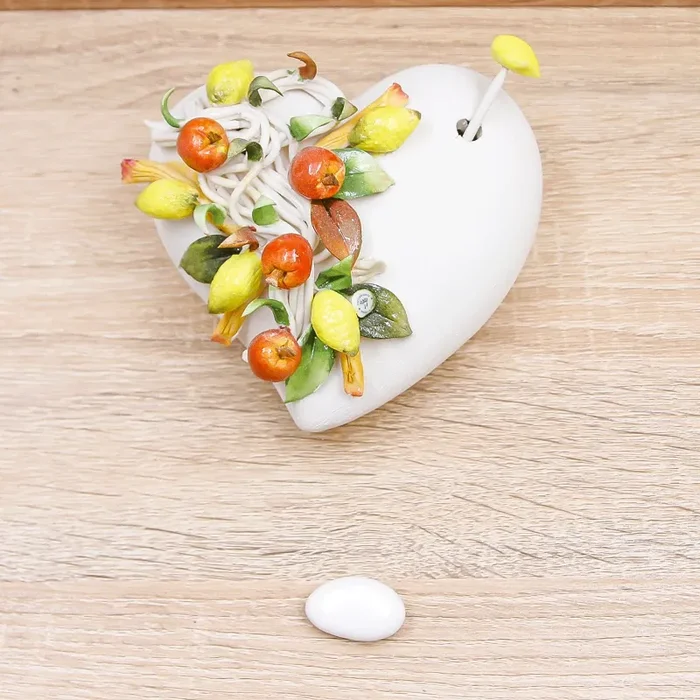 Profumatore Cuore Grande Linea Frutta Porcellana di Capodimonte - immagine 2