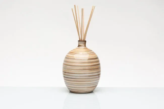 PROFUMATORE DIPINTO A MANO AMBRA A RIGHE IN CERAMICA