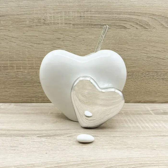 Profumatore Doppio Cuore Bianco e Argento Claraluna Online