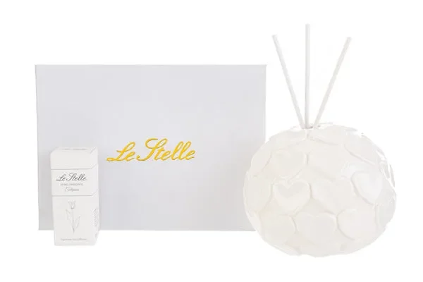 PROFUMATORE IN PORCELLANA BIANCA CON CUORI (9x9xh.8cm) CON ASTUCCIO Vendita calda online