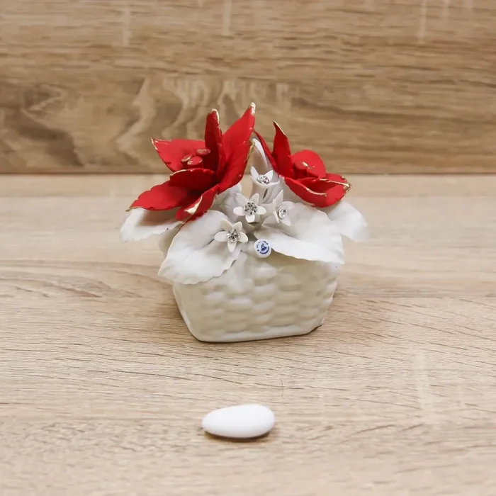 Profumatore Medio con Stelle di Natale Porcellana di Capodimonte Matta