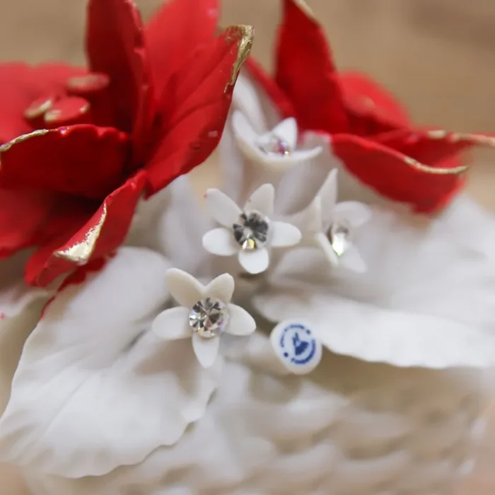 Profumatore Medio con Stelle di Natale Porcellana di Capodimonte Matta - immagine 2