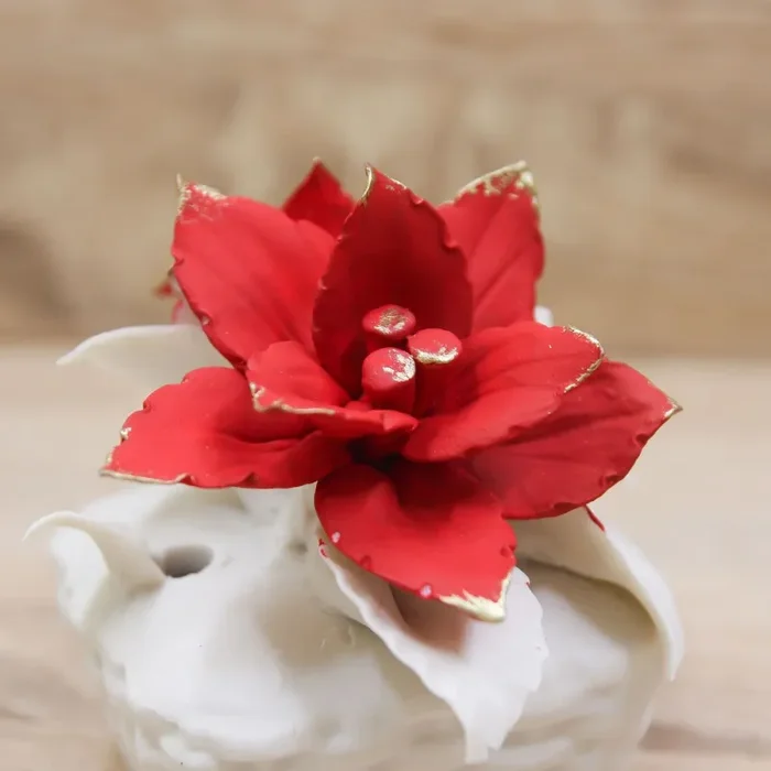 Profumatore Medio con Stelle di Natale Porcellana di Capodimonte Matta - immagine 3