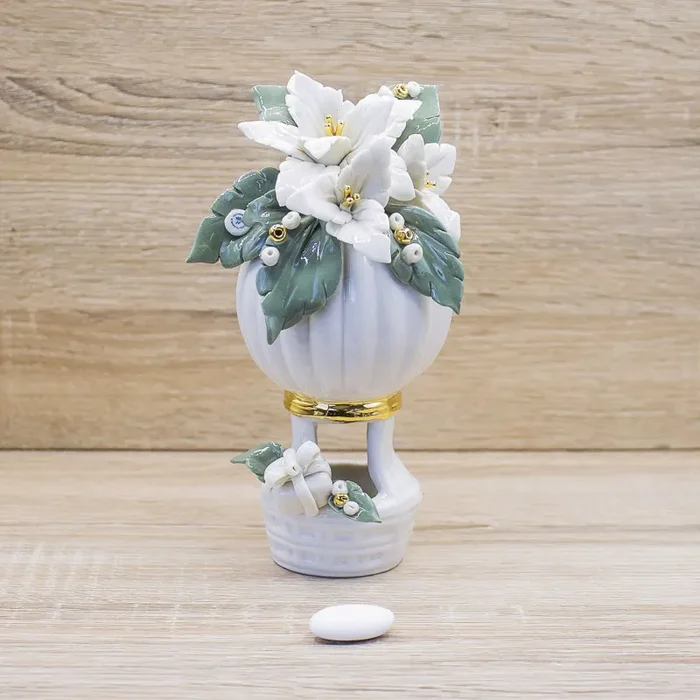 Profumatore Mongolfiera Bianca con Stelle di Natale Porcellana di Capodimonte Vendita calda