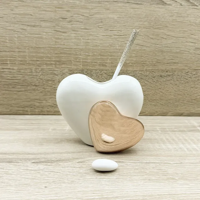 Profumatore Piccolo Doppio Cuore Bianco e Oro Rosa Claraluna