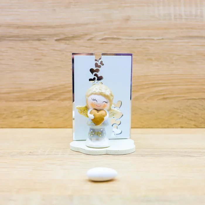 Quadretto con Angioletto Maschio con Cuore Oro Claraluna