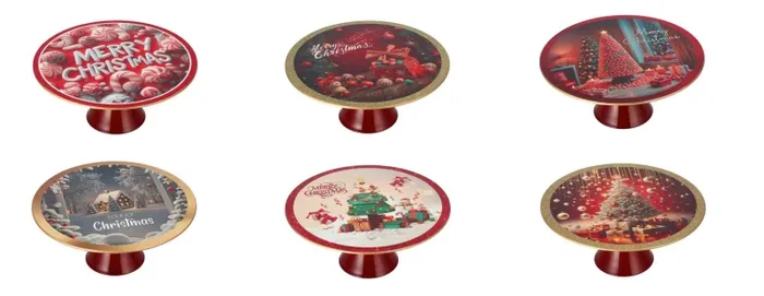Regalo Italiano Alzata Tonda Natale Plastica D 33 Cm H 14 Cm Ass. Multicolor 1 Pz Saldi
