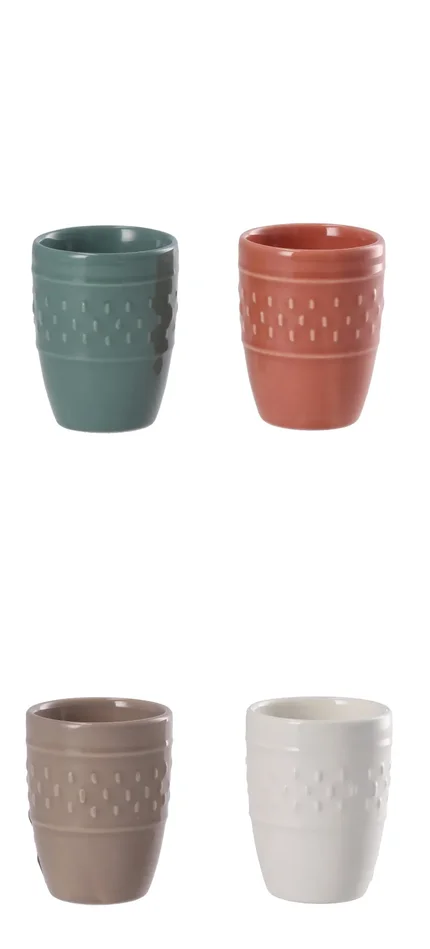 Regalo Italiano Bicchierino Coen Ceramica Ass. 95 Cl Bianco Grigio Rosso Salvia 1 Pz