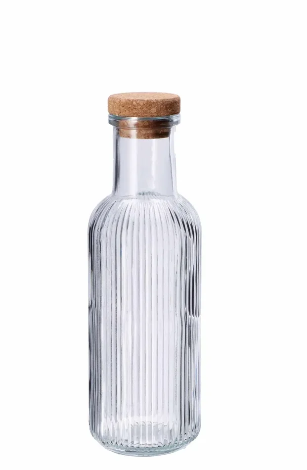 Regalo Italiano Bottiglia Vetro con Tappo Sughero D 9 Cm H 27,5 Cm 1 Lt Trasparente