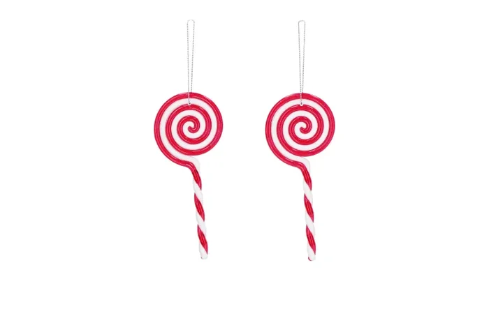 Regalo Italiano Decorazione di Natale Lecca Lecca da Appendere Ass. 6 x 13 Cm Rosso 1 Pz Moda