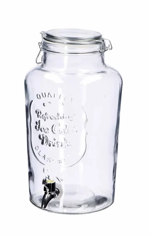 Regalo Italiano Dispenser Vetro con Chiusura Ermetica 7 Lt H 35 x 25 x 18 Cm Trasparente