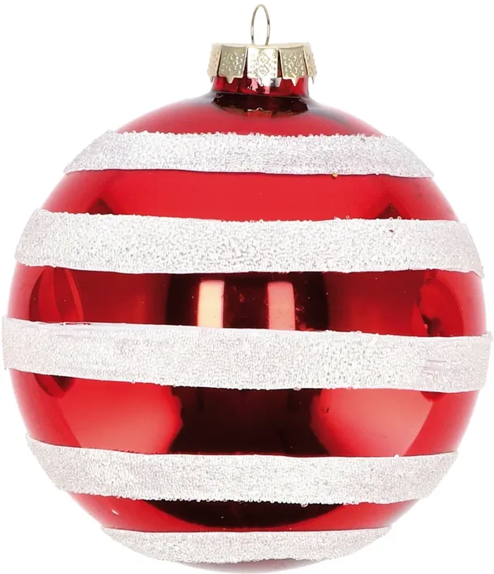 Regalo Italiano Pallina Natale D 10 Cm Vetro Ass. Bianco Rosso 1 Pz - immagine 2