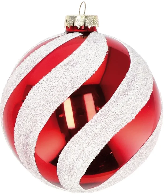 Regalo Italiano Pallina Natale D 10 Cm Vetro Ass. Bianco Rosso 1 Pz - immagine 3