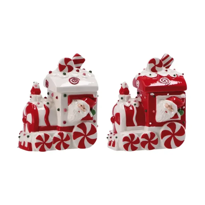 Regalo Italiano Scatola Natale 10 x 7 Cm H 13 Cm Ceramica Ass. Bianco Rosso 1 Pz