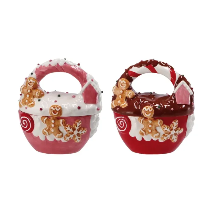 Regalo Italiano Scatola Natale 13 x 8 Cm H 14 Cm Ceramica Ass. Rosso 1 Pz