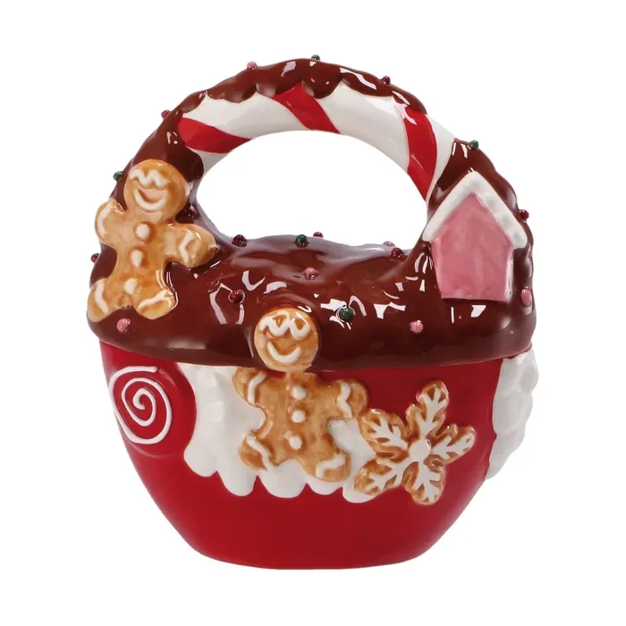 Regalo Italiano Scatola Natale 13 x 8 Cm H 14 Cm Ceramica Ass. Rosso 1 Pz - immagine 2