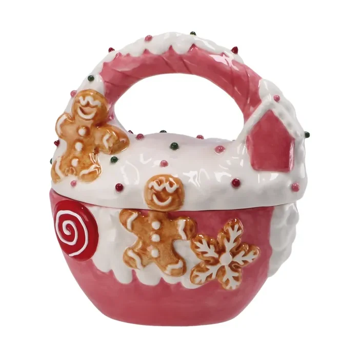 Regalo Italiano Scatola Natale 13 x 8 Cm H 14 Cm Ceramica Ass. Rosso 1 Pz - immagine 3