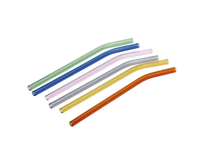 Regalo Italiano Set 6 Cannucce Colorate in Vetro 20 Cm