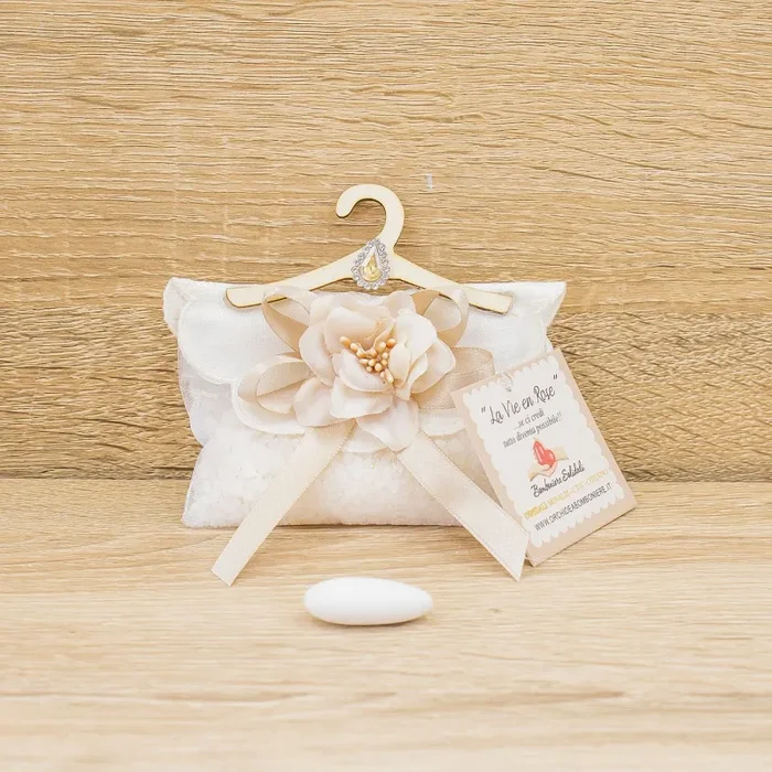 Sacchetto con Gruccia, Sali Profumati e Fiore Ecru La Vie en Rose