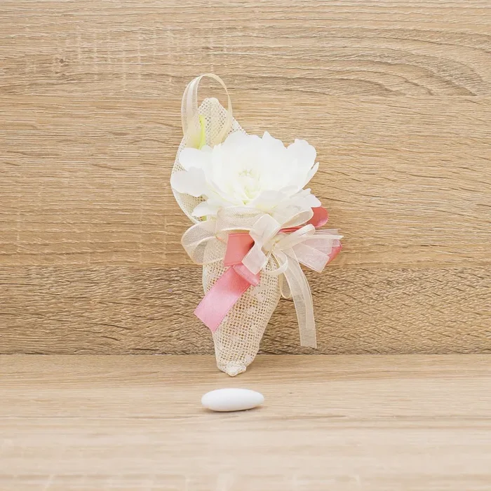 Sacchetto Cono Fiocco Rosa con Pois e Sali Profumati Francesi La Vie en Rose