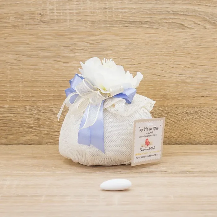 Sacchetto Fiocco Lavagna con Pois e Sali Profumati Francesi La Vie en Rose Sconti