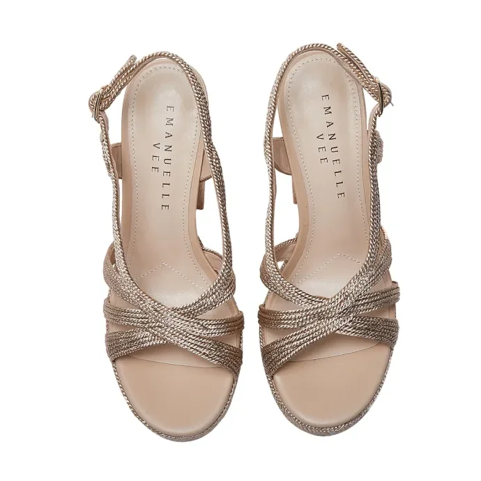 Sandali donna in rafia laminata con plateau e tacco Emanuelle Vee art 451M-915-11-RA - immagine 3