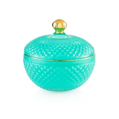 SCATOLA GRANDE VERDE IN VETRO E POMELLO DORATO (12x12xh.11cm) Vendita calda